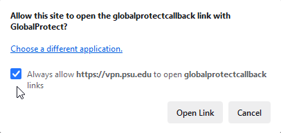 Firefox GlobalProtect Browser Notification