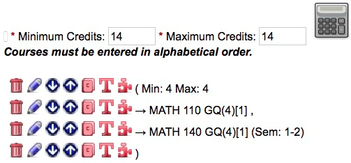 Screen capture of Additional Courses form.