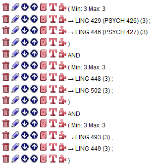 Screen capture of course groupings in Additional Courses section.