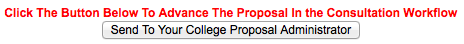 Screen capture of send to your college proposal administrator button.