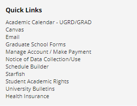 Screenshot of the Quick Links.