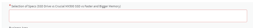 Image of custom hardware specs on the Hardware Requests Order Guide