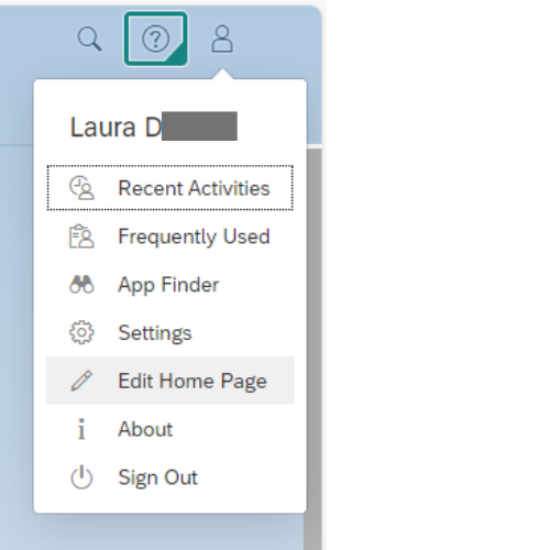 Profile menu