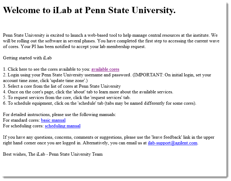Screenshot of email example