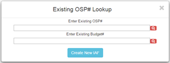 OSP and Budget Number lookup fields, when empty, and unvalidated have a red lookup icon.