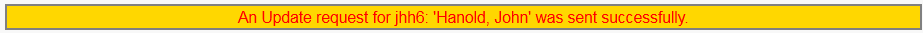 Message indicates an update request for the user was sent successfully.