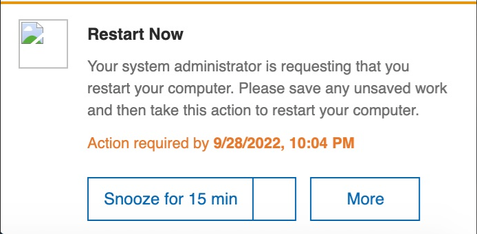Image of Restart Now Notification
