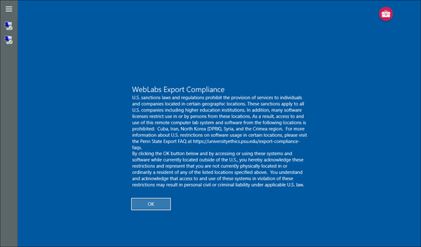Read the Export Compliance notification and click OK.