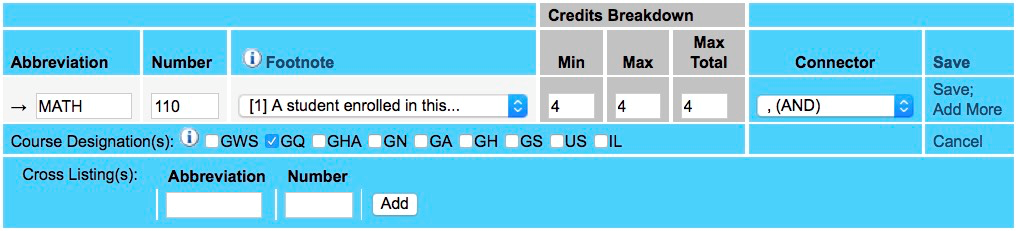 Screen capture of Connector pull-down menu with comma parenthesis AND parenthesis selected.